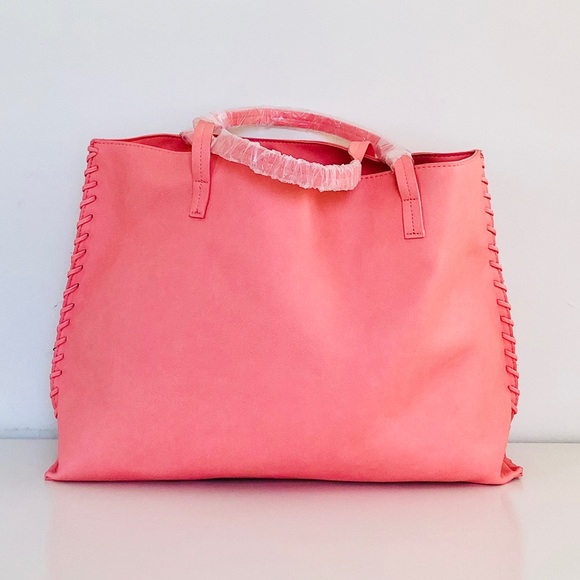 Lord & Taylor Handbags - Lord & Taylor Peach Coral Pink Large Tote Bag